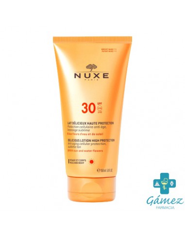 NUXE SUN LOCION DELICIOSA ALTA PROTECCION PARA ROSTRO Y CUERPO SPF 30 TUBO 150 ML