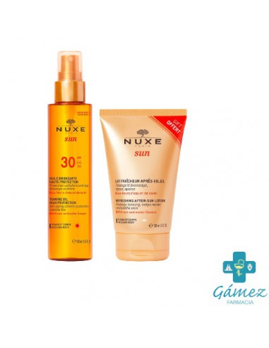 NUXE SUN ACEITE BRONCEADOR PARA ROSTRO Y CUERPO ALTA PROTECCION SPF 30 150 ML +AFTERSUN DE REGALO100