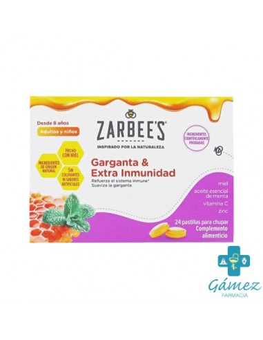 ZARBEES GARGANTA Y EXTRA INMUNIDAD 24 PASTILLAS PARA CHUPAR